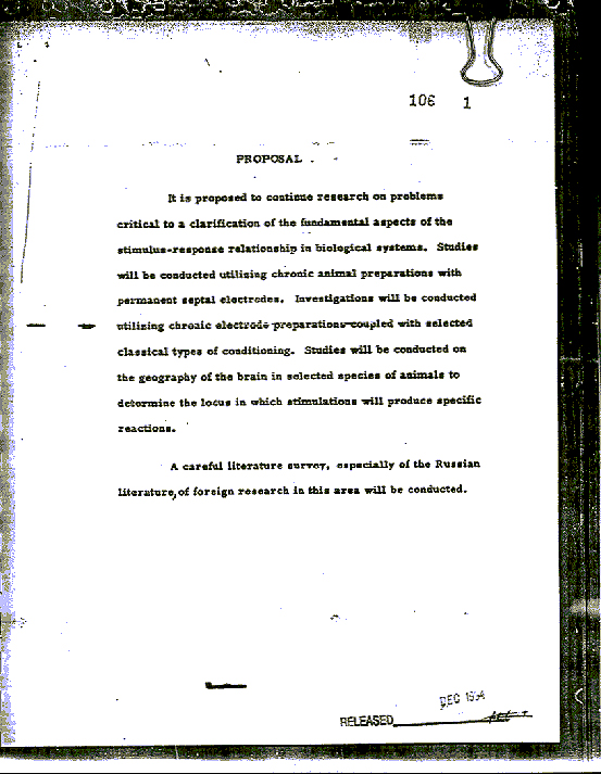 Declassified MKUltra document page